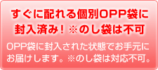 すぐに配れる個別OPP袋に封入済み! のし袋添付も可能