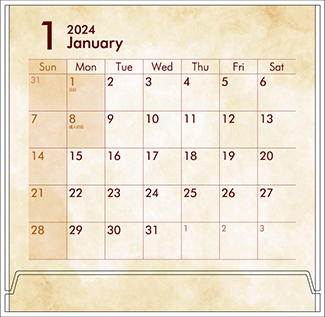 オリジナル卓上カレンダー2024年用暦入りひな型TC-04