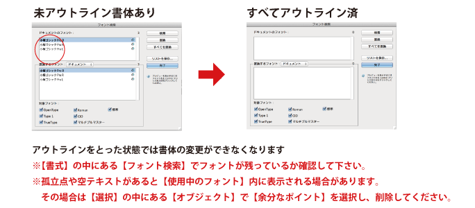 テキストのアウトライン確認方法