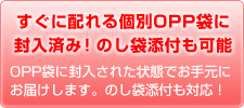 すぐに配れる個別OPP袋に封入済み！のし袋添付も可能