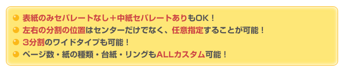 セパレートタイプのカレンダーはALLカスタム可能!