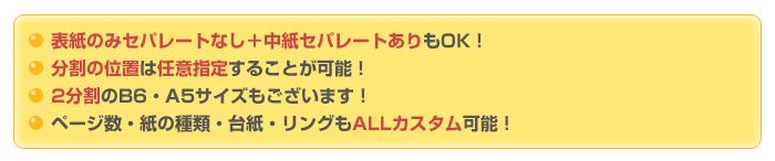 セパレートタイプのカレンダーはALLカスタム可能！